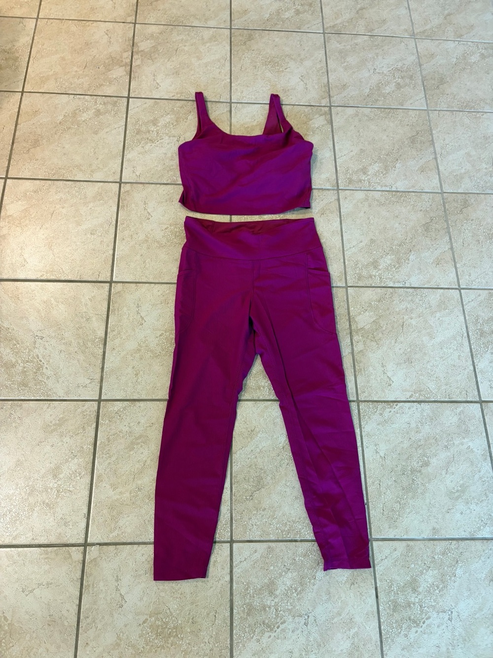 Old Navy Fuchsia High-Waist Leggings with Matching Crop Tank